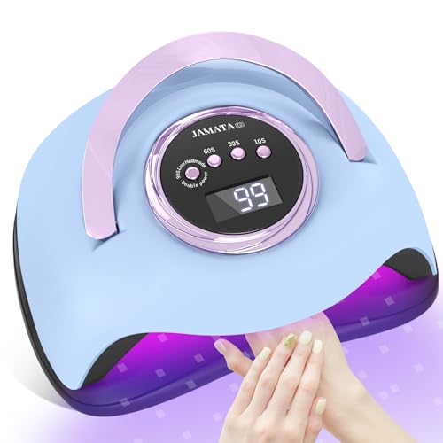 JAMATA Lámpara UV LED Uñas Profesional,180W Lámpara Secadora UV Uñas con 4 Temporizadores Herramienta,Secador de Uñas Profesional Pantalla LCD,Sensor de Automático,Para Manicura/Pedicura