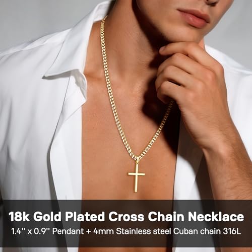 Image of S925 Sterling Silver or 18k Gold Cross Necklace for Men Women