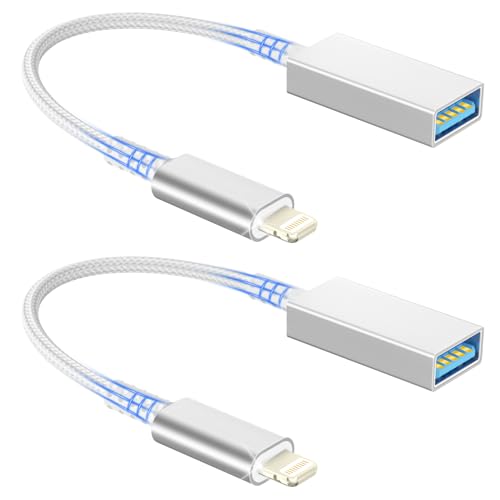 Esiposs Adaptateur Lightning vers USB (Lot de 2), [Certifié MFi] Adaptateur USB vers Lightning Transfert de Données Photo OTG pour iPhone 14/13, iPad,...