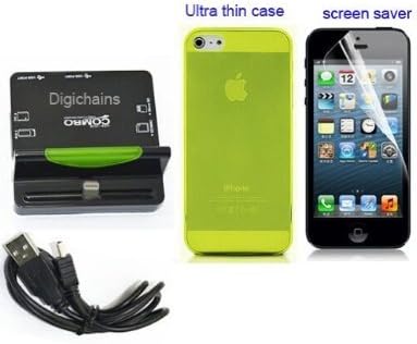 DigiChains Ultrathin Transparent TPU Cover + screen protector + SD / TF / MS/ M2 Card reader / 2 Ports HUB Dock Charger for iPhone 5 & 5S & 5C / iPod touch 5 / iPad mini / mini 2 Retina