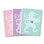 Oxford Campus A5 Notebook, Wirebound, 8 mm Lined with Margin, 140 Page, Pack of 3 Notepads, Pastel Colours, Optik Paper+