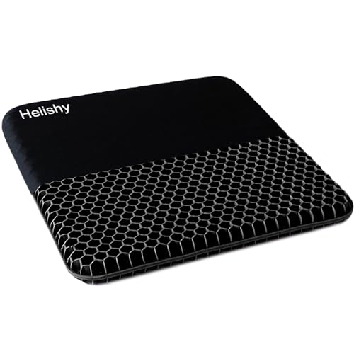 Helishy Gel Seat Cushion, Double Thick Egg Gel Cushion for Pressure Pain Relief, Breathable Wheelchair Cushion Chair Pads for Car Seat Office Chair (Black)