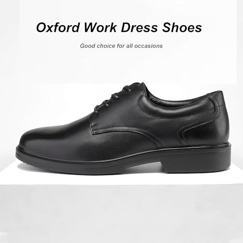 Men's Full Grain Leather Oxford Work Dress Shoes - Classic Black Soft Toe Business Shoes with Kevlar Puncture Resistance2