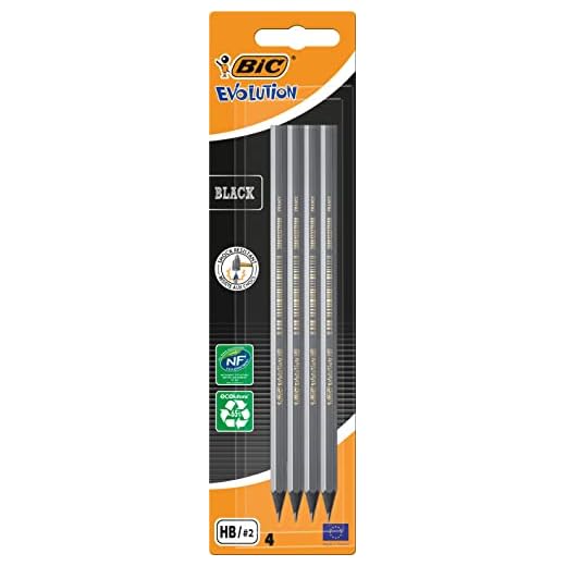 BIC Evolution Black Lápices de Grafito HB - Negro, Blíster de 4 unidades