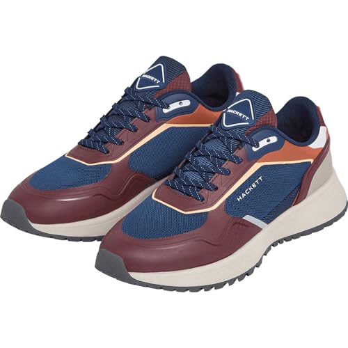 Hackett London Para Hombre. HMS200030 Zapatillas Otto Sport Granate (41), Plano, Cordones, Casual - 3