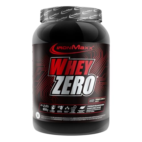 IronMaxx Whey Zero Protein Pulver - Vanille 908g Dose | zuckerfreies, wasserlösliches Whey Isolat aus Molkenprotein | verschiedene Geschmacksrichtungen