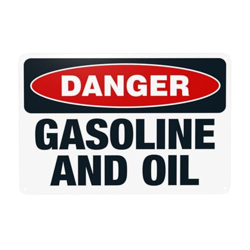 Segnali di pericolo di sicurezza benzina e olio, cartello in metallo di avvertimento, uso per affari, casa, ufficio, negozio, sicurezza interna ed esterna, decorazione da parete personalizzata 30 x 20