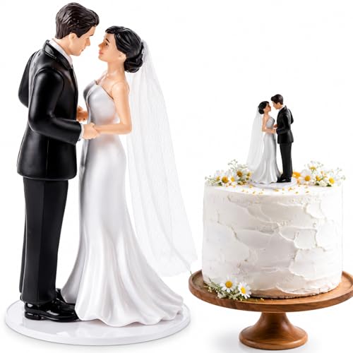 Hochzeitstorte Deko 5x11cm Hochzeitspaar Figuren Brautpaar Figuren für Hochzeitsparty Jubiläum & Desktop Andenken (Weiß)