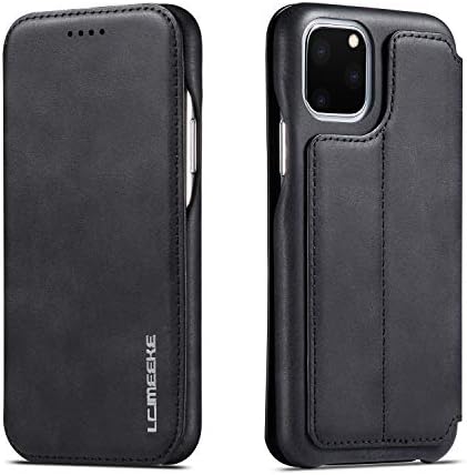 QLTYPRI Case for iPhone 11 Pro Max, Vintage Slim Magnetic Closure PU Leather Case with Stand Function & Credit Card Slot Holder Shockproof Flip Wallet Case Cover for iPhone 11 Pro Max - Black