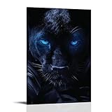 KVVQVYJI Black Panther Blue Eyes Poster Canvas Wall Art Wall Decor for Living Room Bedroom Frame-style 12x18inch(30x45cm)