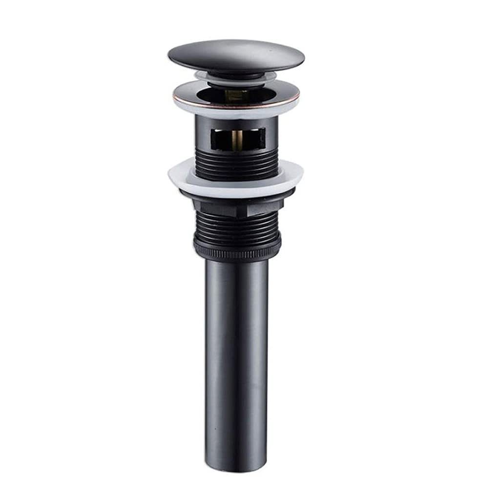 Siphon de bassin rond en laiton noir réglable avec bonde pop-up
