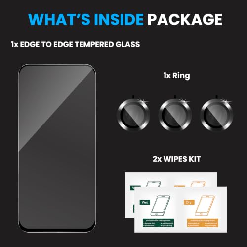 Image of FIRST MART Tempered Glass Camera Lens for Tecno Pova 8 With Installation Kit | Militry-Grade Gorilla Screen Guard & Black Metal Camera Rings Lens Protector | Edge to Edge Coverage | Black