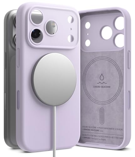 �yRingke�z iPhone 17 Pro �P�[�X SILICONE MAGNETIC �t��V���R���f�� �����h�~ �ϏՌ� �y�� �_�� �}�O�l�b�g���� �X�}�z�P�[�X �J�o�[ �A�C�t�H��17�v�� - Light Purple