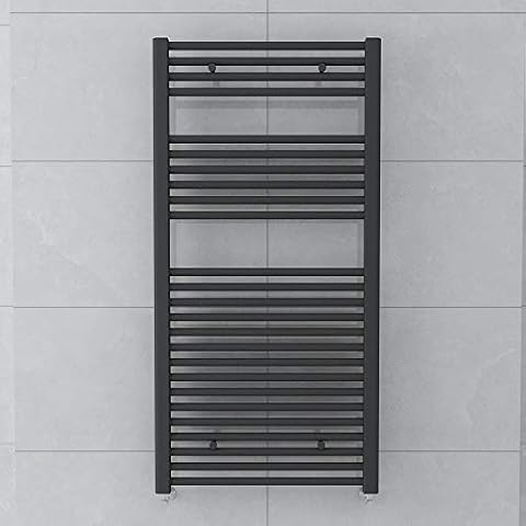 WarmeHaus Towel Radiator 1200x600mm Grey Contemporary Bathroom Towel Rail Bathroom - Straight Cover