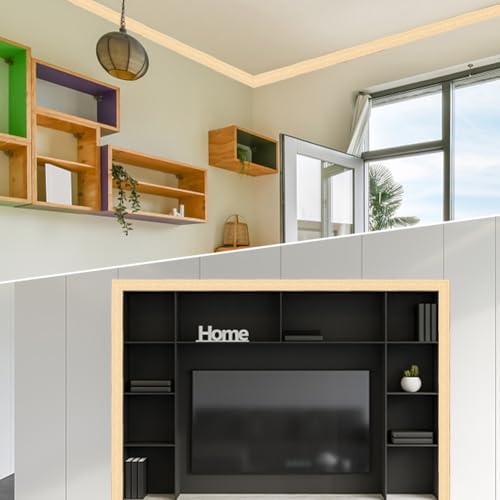 craspire 2 Stück 90.6x1.8 Zierleisten Wandverkleidung Goldfarben Selbstklebend Flexibel Zum Abziehen Und Aufkleben Tapetenbordüre Vintage 3D Kantenlinien Sockelaufkleber PVC Fußleiste Für Heimwerker