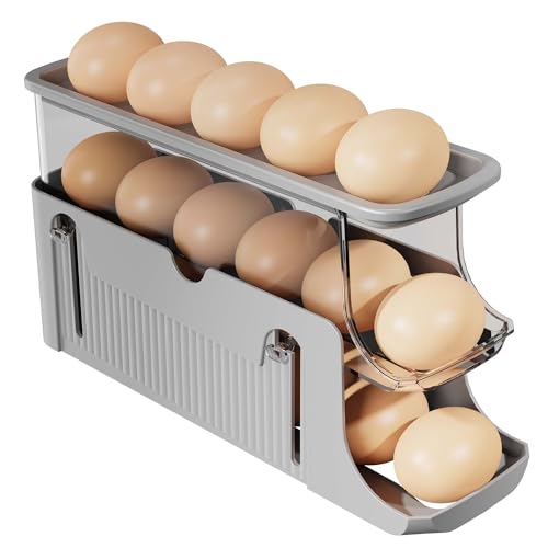 TABKSOLA Hueveras para Frigorífico, Dispensador Huevos Rodante, Dispensador Automático de Huevos, Caja de Huevos...