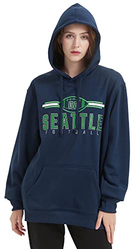 Clor City Classic Mens Big Whole Embroidery Football Jersey Shirt Pullover Hooded Sweatshirt Thick Hoodie - Navy M #TOP5