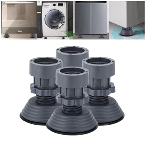 Image of Adjustable Washing Machine Vibration Pads - Heavy Duty Anti-Vibration Rubber Feet, Noise & Shock Absorbing Non-Slip Leveling Pads for Washers, Dryers, Refrigerators & Appliances (4 Pcs Set)