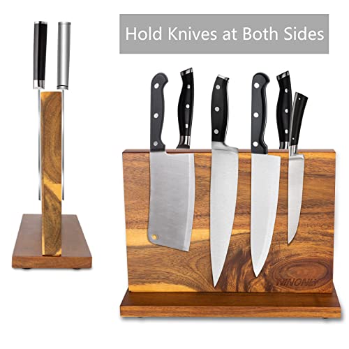 Ninonly Magnetic Knife Block Double-Sided Magnetic Knife Holder Multifunctional Wooden Knife Stand With Strong Magnetic Storage Organizer For Kitchen #TOP4
