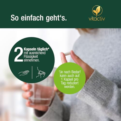 Vitactiv MULTI 50 plus - Multivitamin Komplex Menschen ab 50 - Vitamine, Mineralien, Spurenelemente - Vitamin B, C, E, K, D, Magnesium, Kalzium, Zink - Hochdosiert, Hormonfrei, ohne Jod - 60 Kapseln