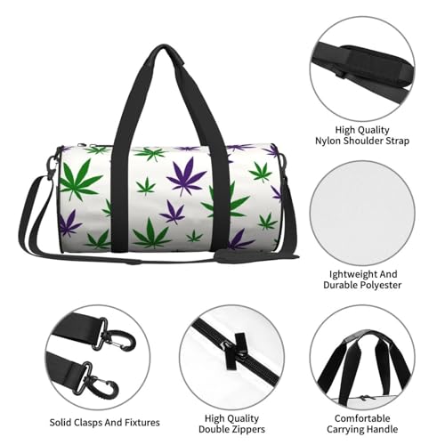 Sports Duffel Bag Green Weed Leaves Foldable Travel Tote Bag Weekender Sleepover Carry On Bag4