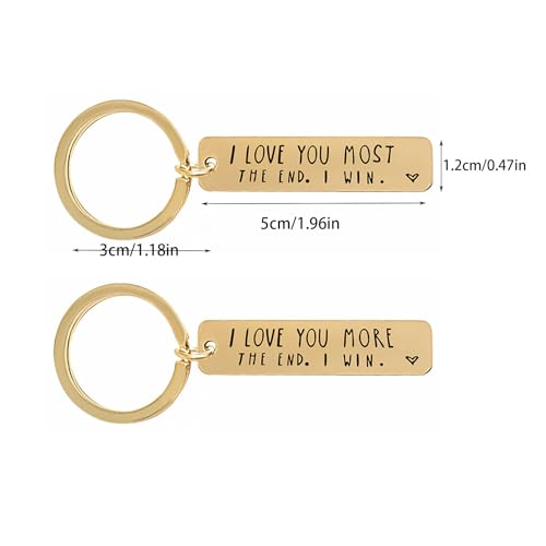 Jesemiah Valentine's Day Gift,I Love You More/Most the End,I Win Keychain for Boyfriend Girlfriend Husband Wife Couple Birthday Gifts (I Love You Most Gold)