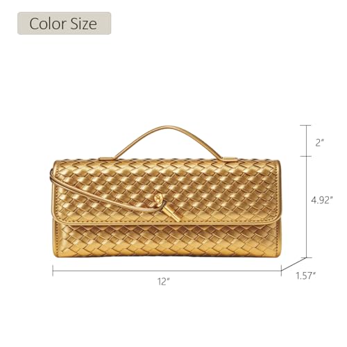 Image of JYG Woven Handbag for Women Fashion Evening Shoulder Bag PU Leather Handmade Clutch Purse Casual Crossbody Bags