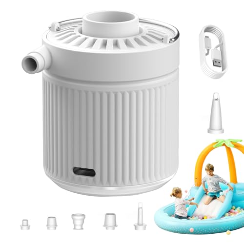Bomba de colchón de aire: deflator de inflador eléctrico portátil con luz de campamento incorporada, 6 boquillas para la cama, carrozas de la piscina, balsas, inflables | Viajes recargables compactos,