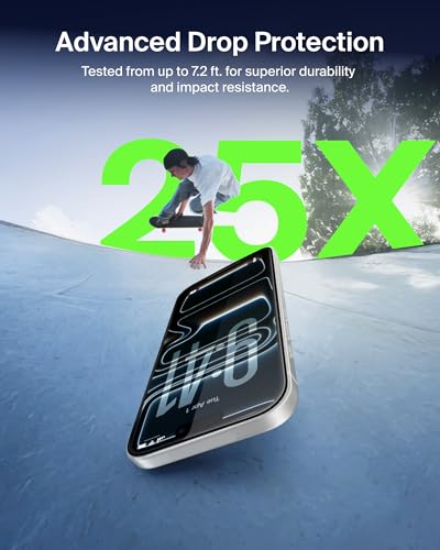 Image of Belkin EZ Align iPhone 17 Pro Tempered Glass | Screen Protector Guard | UltraGlass Lite 2 Anti-Reflective Screen Protector, Scratch-Resistant