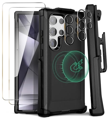 MOTIVE Compatible with Samsung Galaxy s24 Ultra Case with Belt Clip, [15FT Military Grade Drop Protection] with Screen Protector & Camera Lens Protector, Protective s24 Ultra Holster Case 6.8