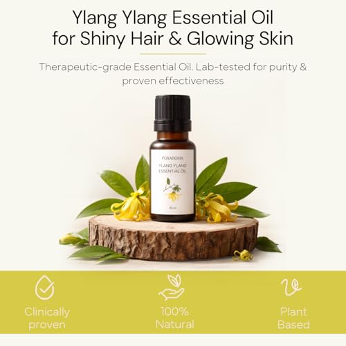 Image of Ylang Ylang Essential Oil 10ml | Pure & Therapeutic Grade | Promotes Hair Growth & Balances Sebum | Lifts Mood & Induces Sleep | Relieves Pain & Muscle Spasms | Ideal for Diffuser & DIY Blends