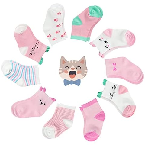 YSense Baby Socks Baby Girl Socks, Toddler Socks Toddler Girl Soft Cotton Socks 0-12 Months 10 Pairs Cover