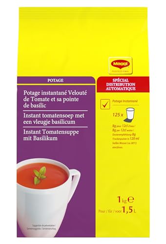 MAGGI PROFESSIONAL Velouté Tomates Basilic - Potage Instantané Tomate avec Basilic - A Faible Teneur en Matières Grasses - Spécial Distribution Automatique...