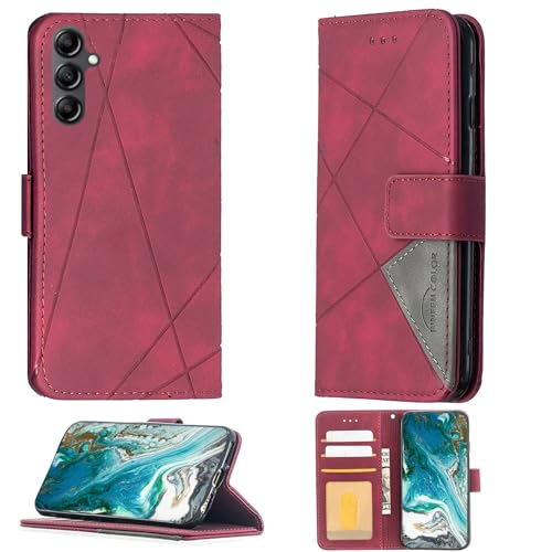 Aroepurt Case Compatible for Samsung Galaxy C55 5g Phone Case Cover [with Tempered Glass Screen Protector] Flip Stand Cover PU Leather Wallet Case Red