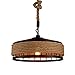 Produktbild Hängelampe Vintage Seilampe Pendelleuchte Deckenleuchte E27 Retro Industrie Pendellampe Eisen Loft Kronleuchter Rustikal Hanfseil Eisen Wohnzimmer Runde Hängend Käfig Wohnzimmer Studie Restaurant