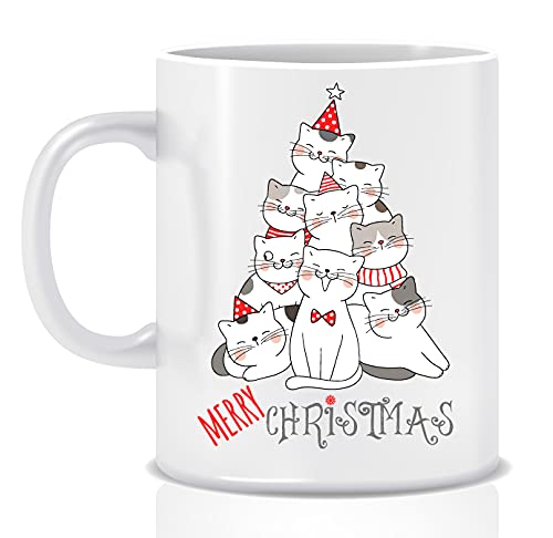 Merry Christmas Coffee Mug, Cat Funny Coffee Mug, Holiday Coffee