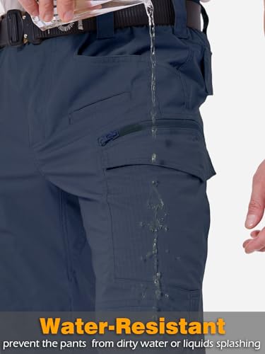 CARWORNIC Men's Stretch Ripstop Tactical Pants Lightweight Water-Resistant Flex Hiking Cargo Work Pants with 11 Pockets3