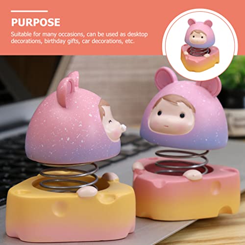 VICASKY Ornamento de painel de carro cabeças de veado bonecas de resina estatueta de boneca cabeça a