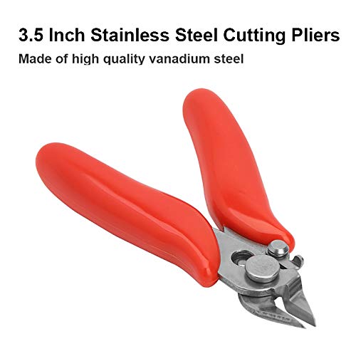 JINGYAN Alicates universales Diagonal Pliers 3.5 Inch Mini Wire Cutter Small Soft Cutting Electronic Wires Insulating Rubber Handle Model Hand Tools(Red)