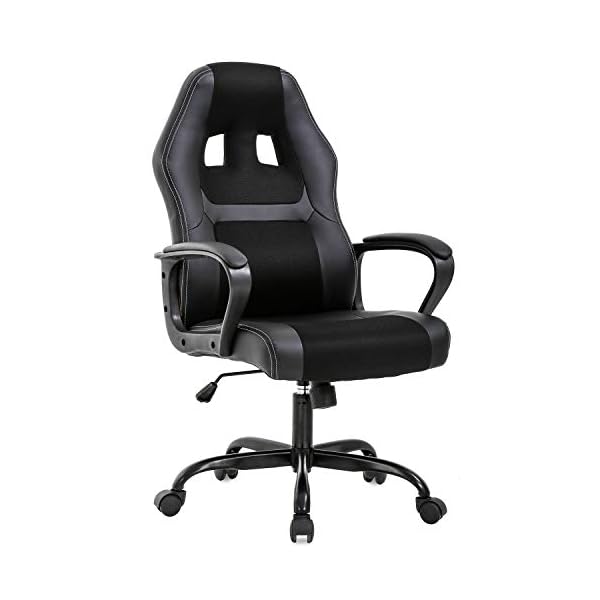 Office Chair PC Gaming Chair Cheap Desk Chair Ergonomic PU Leather Executive Computer Chair Lumbar Support for Women, Men (Black)