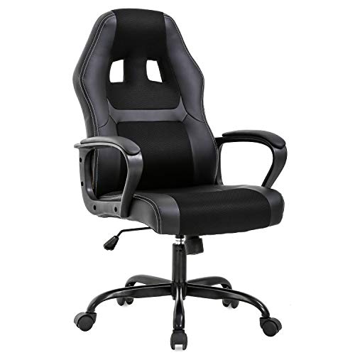 BestOffice Office Chair PC Gaming Chair Cheap Desk Chair Ergonomic PU Leather Executive Computer Chair Lumbar Support for Women, Men (Black) by BestOffice - Used condition - US$59.29