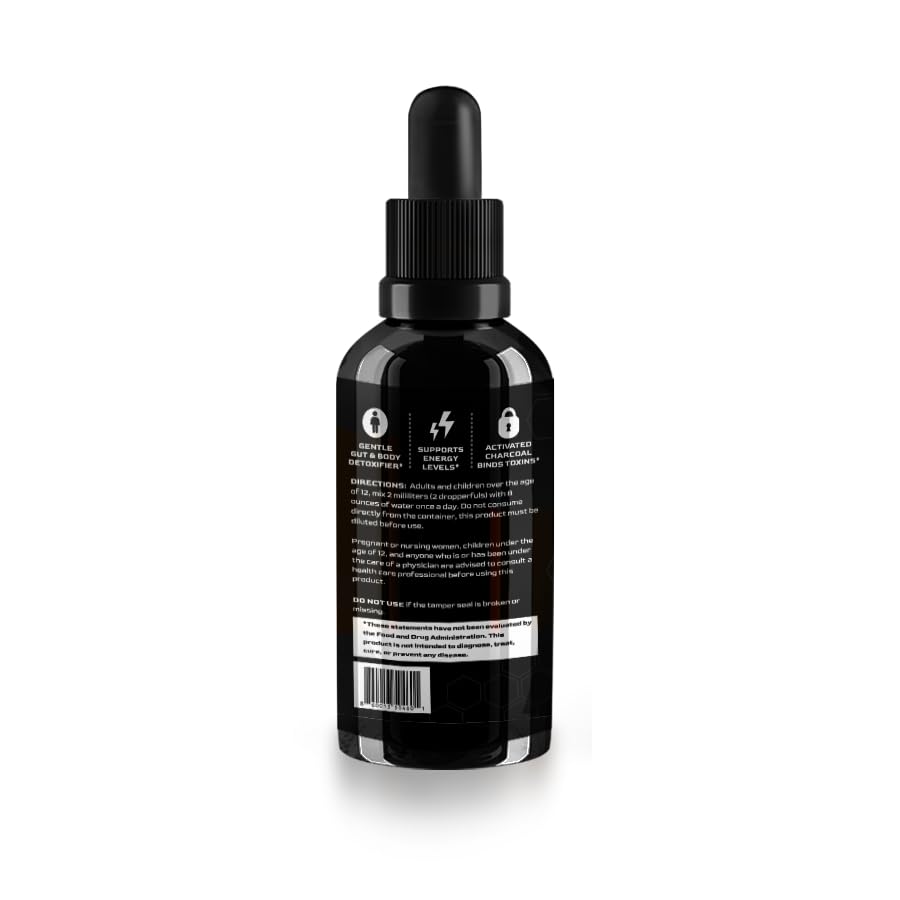 Wellness Warrior Water Detox Drops with Binder, Natural Detoxification with Zeolite, Fulvic Acid, Humic Acid, Activated Charcoal, and Carbon 60. 2 fl oz concentrate