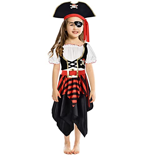 Kids Pirate Costume Girls Halloween Dress Up Cosplay Role Play Set With Hat Toy Accessories #TOP1