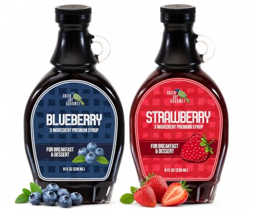 Image of Green Jay Gourmet Blueberry & Strawberry Syrup Variety Pack - 2 x 8 Oz