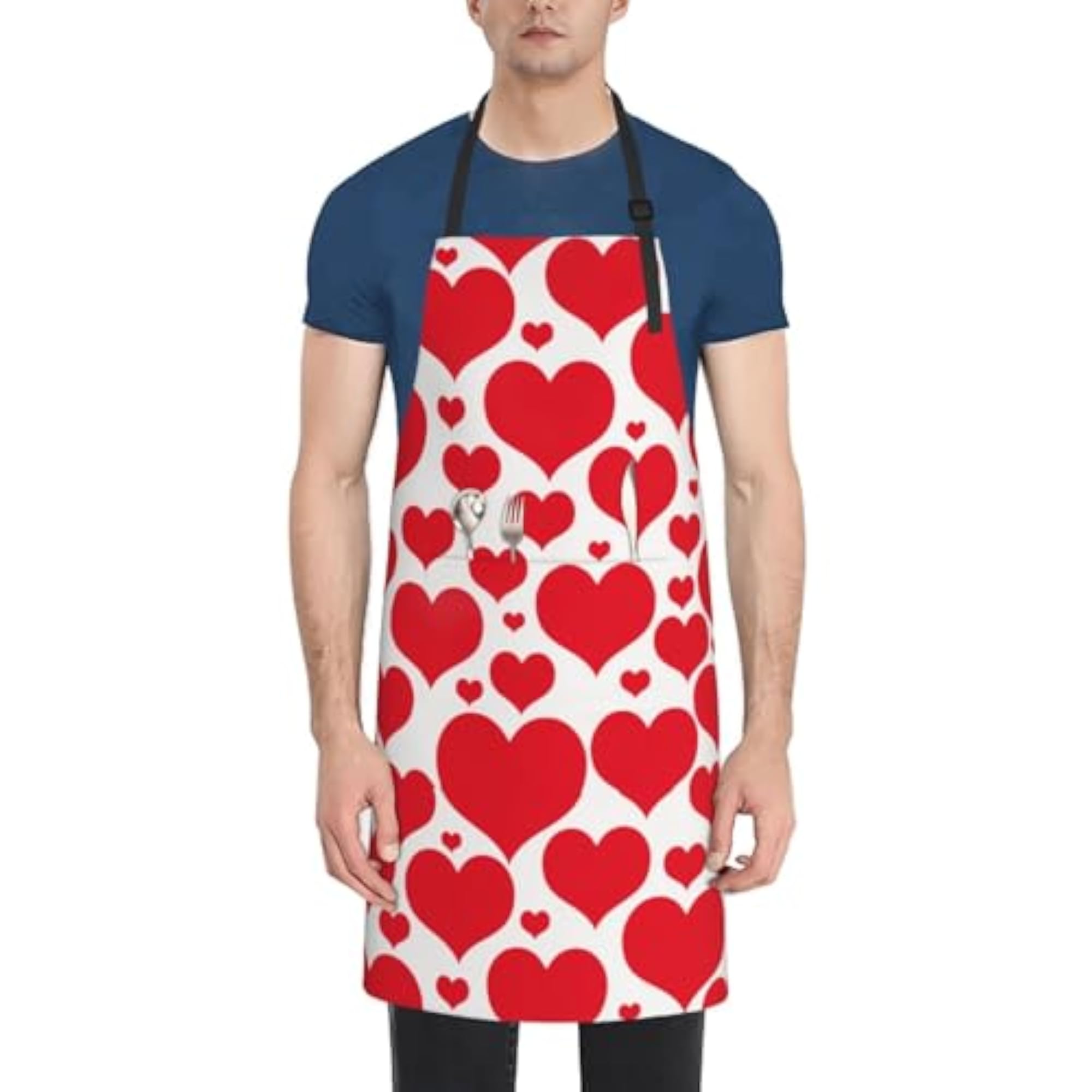 Red Heart Waterproof Apron for Couples