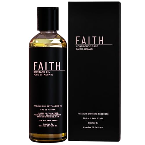 Faith Co Organic Vitamin E Oil, 100% Pure Vitamin E Oil, 240,000 IU - Hexane-Free Vitamin E Oil for Skin Moisturizing & Nourishment - Natural Pure Vitamin E Oil for Face and Body Care