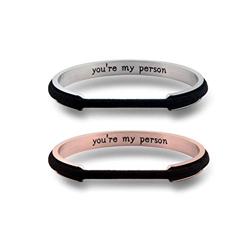 WUSUANED Youre My Person Hair Tie Grooved Cuff Bangle Bracelet Best Friend Gift For BBF Lovers Family (youre my person S+RG)