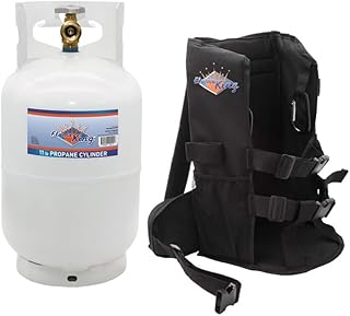 Flame King 10LB Propane Tank Cylinder + Propane Tank Backpack Carrier for 5LB or 10LB Cylinder and Weed Torch
