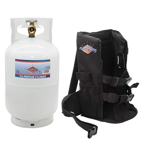 Image of Flame King 10LB Propane Tank Cylinder + Propane Tank Backpack Carrier for 5LB or 10LB Cylinder and Weed Torch