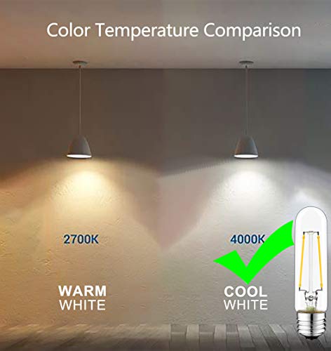 Novelux T10 Tubular Led Light Bulbs,4000K Daylight Vintage E26 Edison Bulbs Dimmable,4W Equal 40 Watt,400Lm,Ul-Certified Antique Glass Filament Bulbs For Chandeliers, Wall Sconces (6 Pack) #TOP3
